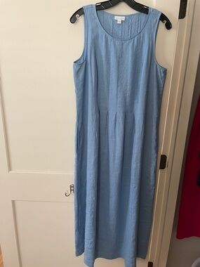 J. Jill Soft Sky Blue Sleeveless Linen Maxi Dress